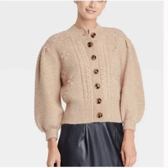 Who What Wear Oatmeal Heather Cardigan Sweater - Picture 1 of 6